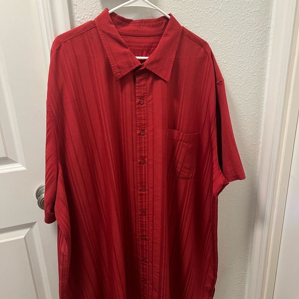 Red Casual Button Down Shirt with Relaxed Fit